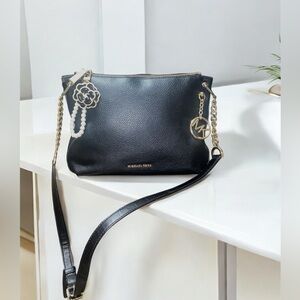 MK Michael Kors Lillie Black Crossbody w/ Gold Accents